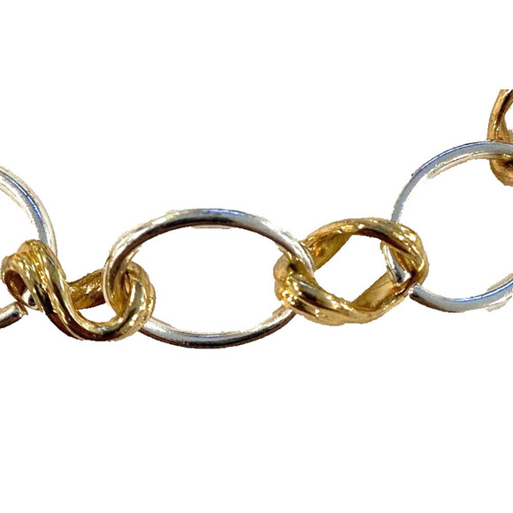 Chunky heavy Silver and gold 18" chain necklace - Picture 2 of 3